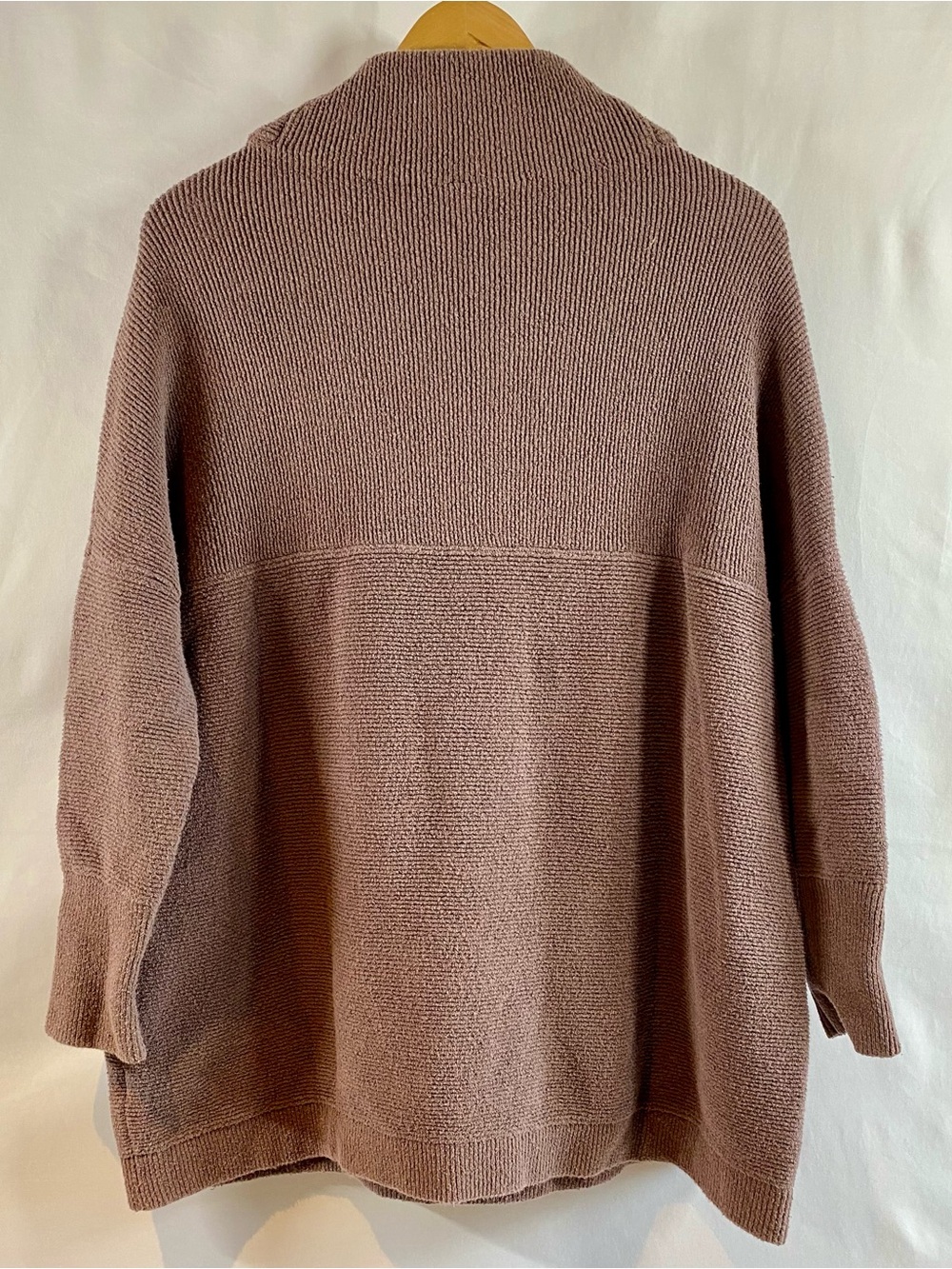 Free People Ottoman Ribbed Mauve Pink Oversized Mock Neck Tunic Sweater, Size S - Picture 4 of 8